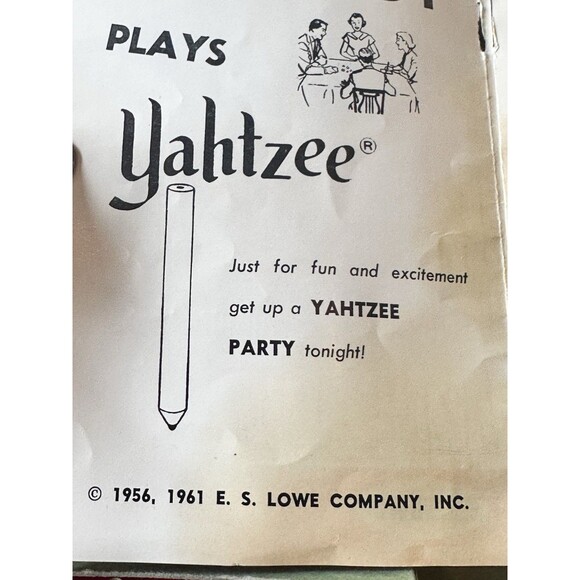 Vintage Dated 1956 Yahtzee Board Game Original Box Complete E.S. Lowe Co. Inc - Picture 7 of 8